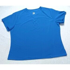 Unisex Scrub Short Sleeve Top V-neck 5 Pockets Size XXL Blue Nursing Doctor